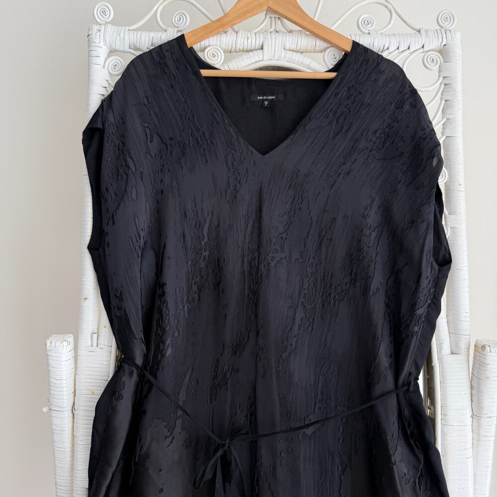 Pas de Calais Tunic Dress One Size Black Burnout Textured Crinkled Avant Garde - Picture 4 of 13